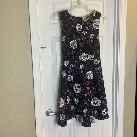 Day of the Dead Dia De Los Muertos Print Fit and Flare Dress Size XL - Picture 3 of 11